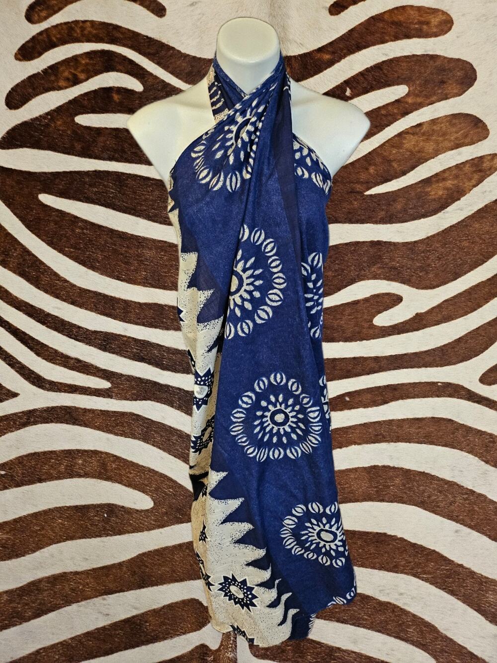 Vintage 60s Pomare Hawaii Floral Maxi Beach Dress/Skirt Cover Up Tie Back